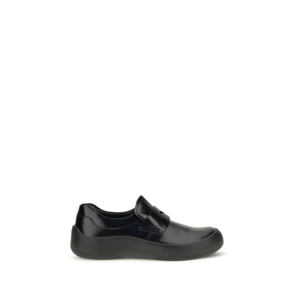 Prada Black Calf Leather Bos Taurus Slip-On Men's Loafers